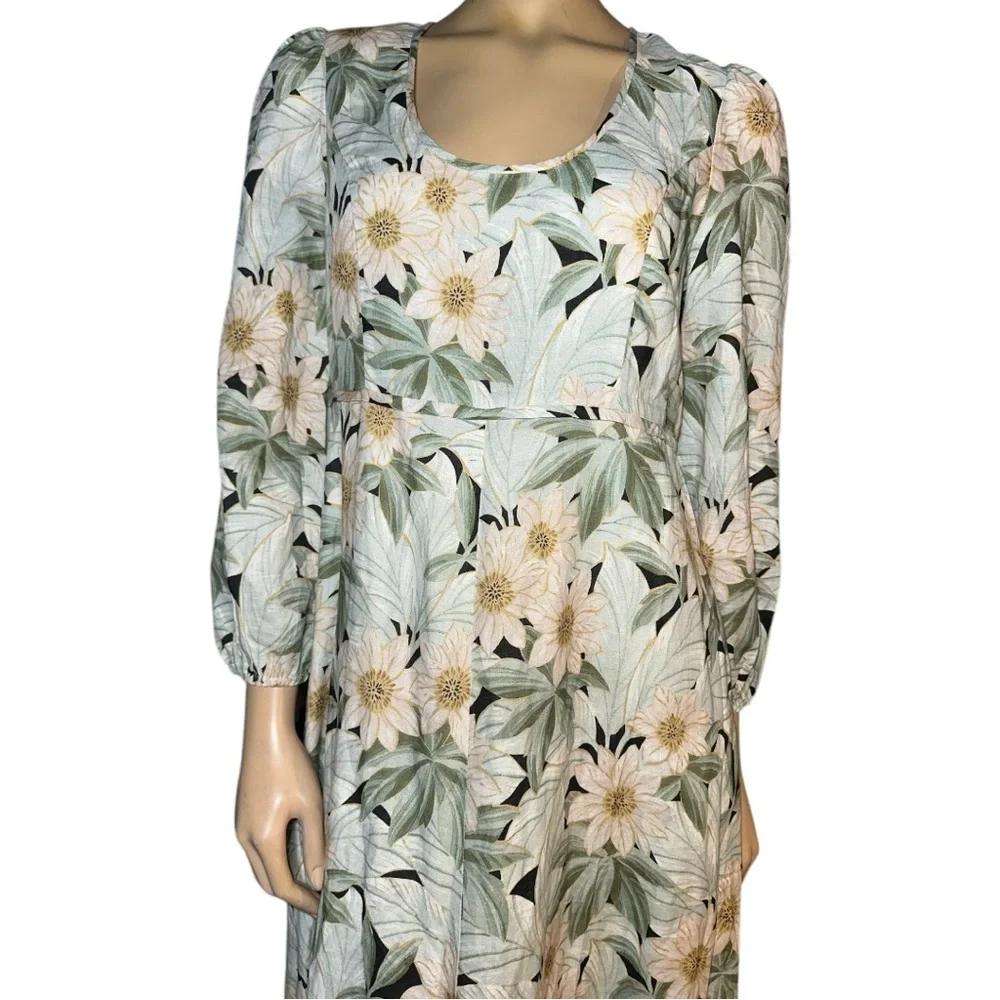Tuckernuck Floral Long Sleeve Dress - Green and White - Picture 5 of 16